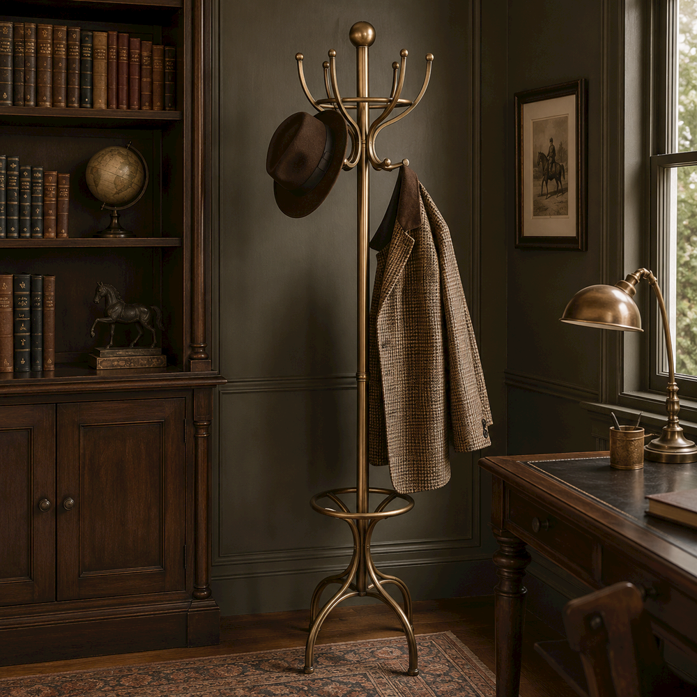 ANTIQUE BRASS COAT STAND