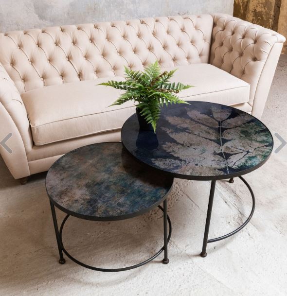 BROOKBY SET OF 2 IRON AND GLASS NEST TABLES