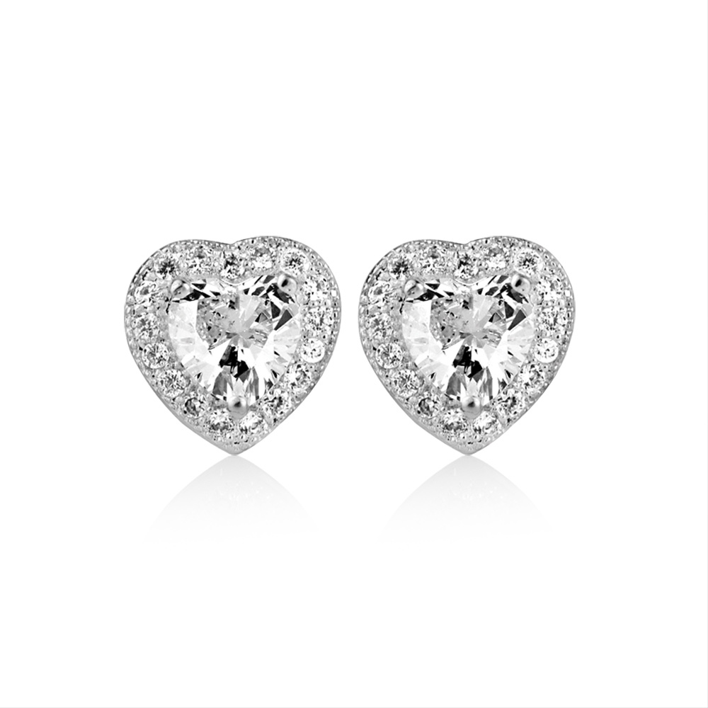 NEWBRIDGE CLEAR STONE HEART EARRINGS