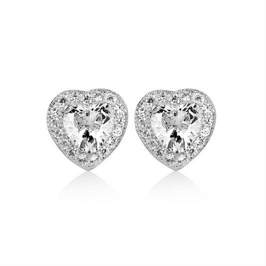 NEWBRIDGE CLEAR STONE HEART EARRINGS