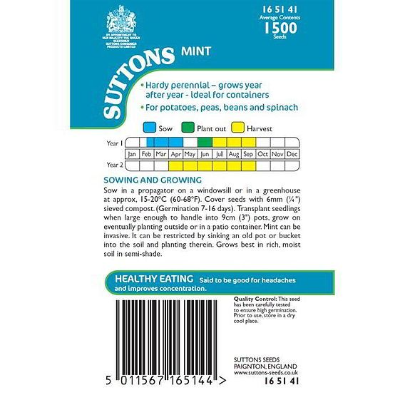 SUTTONS MINT - HERB SEEDS