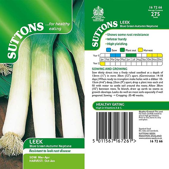 SUTTONS LEEK 'BLUE GREEN AUTUMN NEPTUNE' - SEEDS
