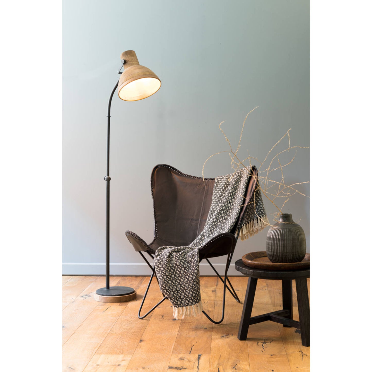 LIGHT & LIVING FLOOR LAMP IMBERT BROWN WOOD