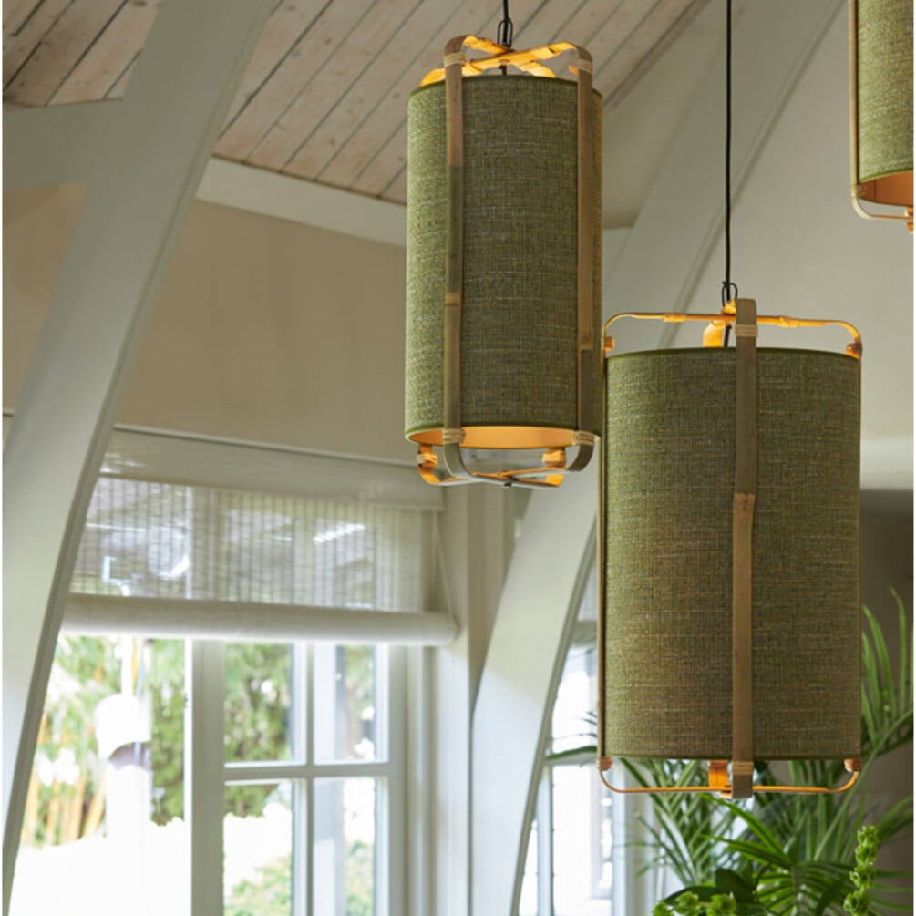 LIGHT & LIVING HANGING LAMP SENDAI GREEN & BAMBOO