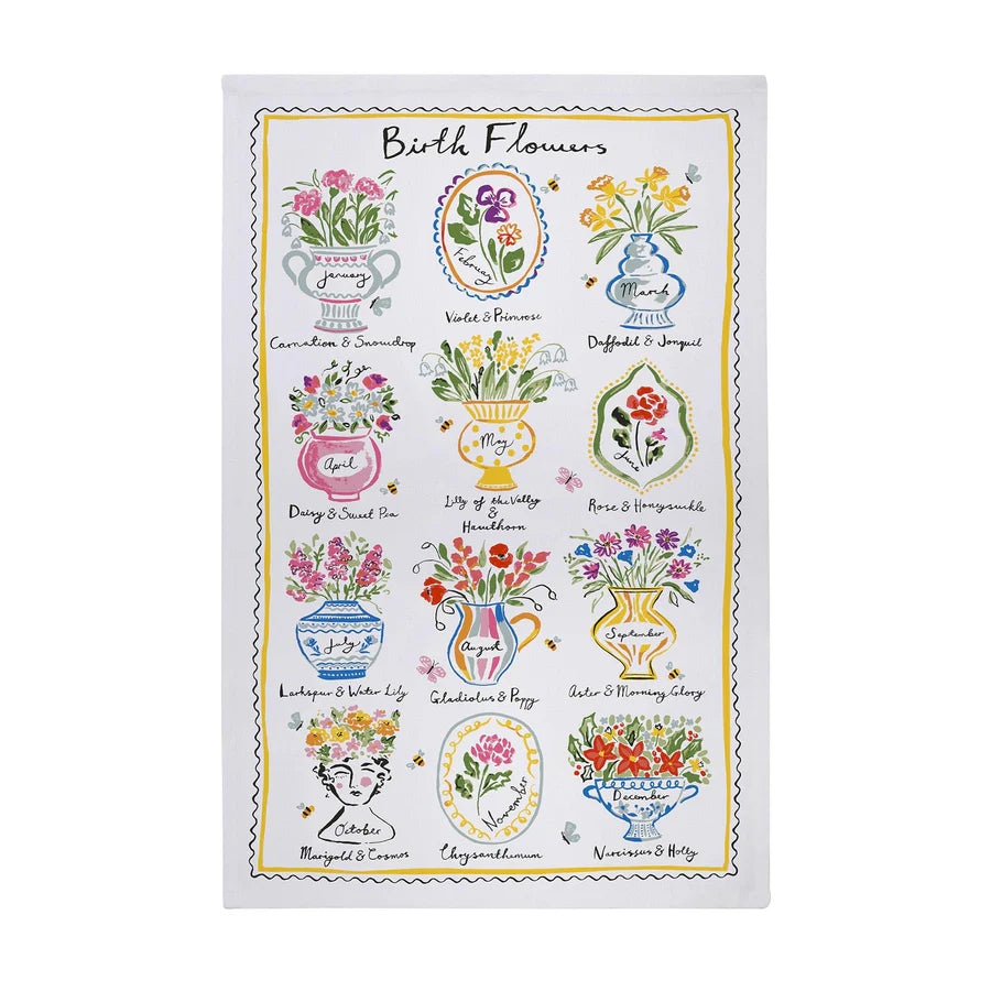 BIRTH FLOWERS COTTON TEA TOWEL