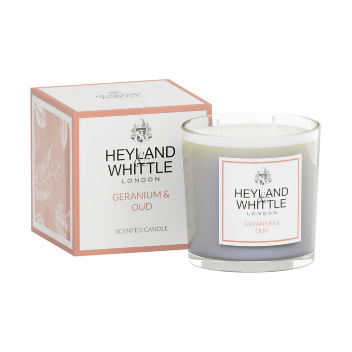 HEYLAND & WHITTLE 2 WICK 400G CANDLE-GERANIUM & OUD