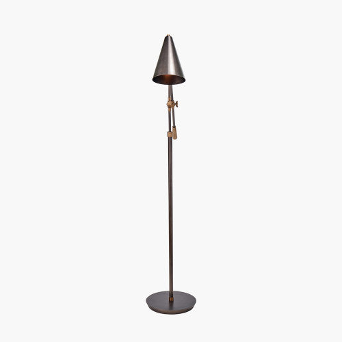 EMILIANO ANTIQUE BRONZE AND ANTIQUE BRASS ADJUSTABLE TASK FLOOR LAMP