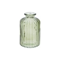 GLASS BUD VASE-GREEN RIBBED