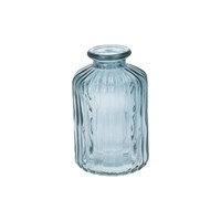 GLASS BUD VASE- BLUE RIBBED