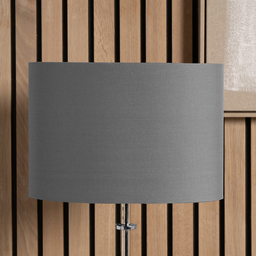 MIA STEEL GREY OVAL SILK MIX LAMPSHADE