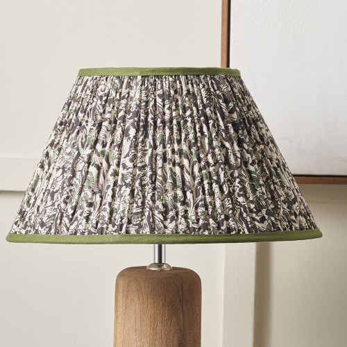 ORNELLA GREEN FLORAL DESIGN MUSHROOM PLEAT SHADE