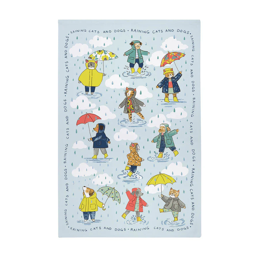 RAINING CATS & DOGS COTTON TEA TOWEL