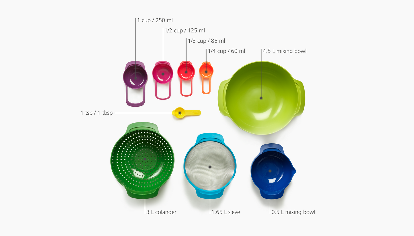 JOSEPH JOSEPH NEST 9 PLUS NESTING BOWL SET - MULTI