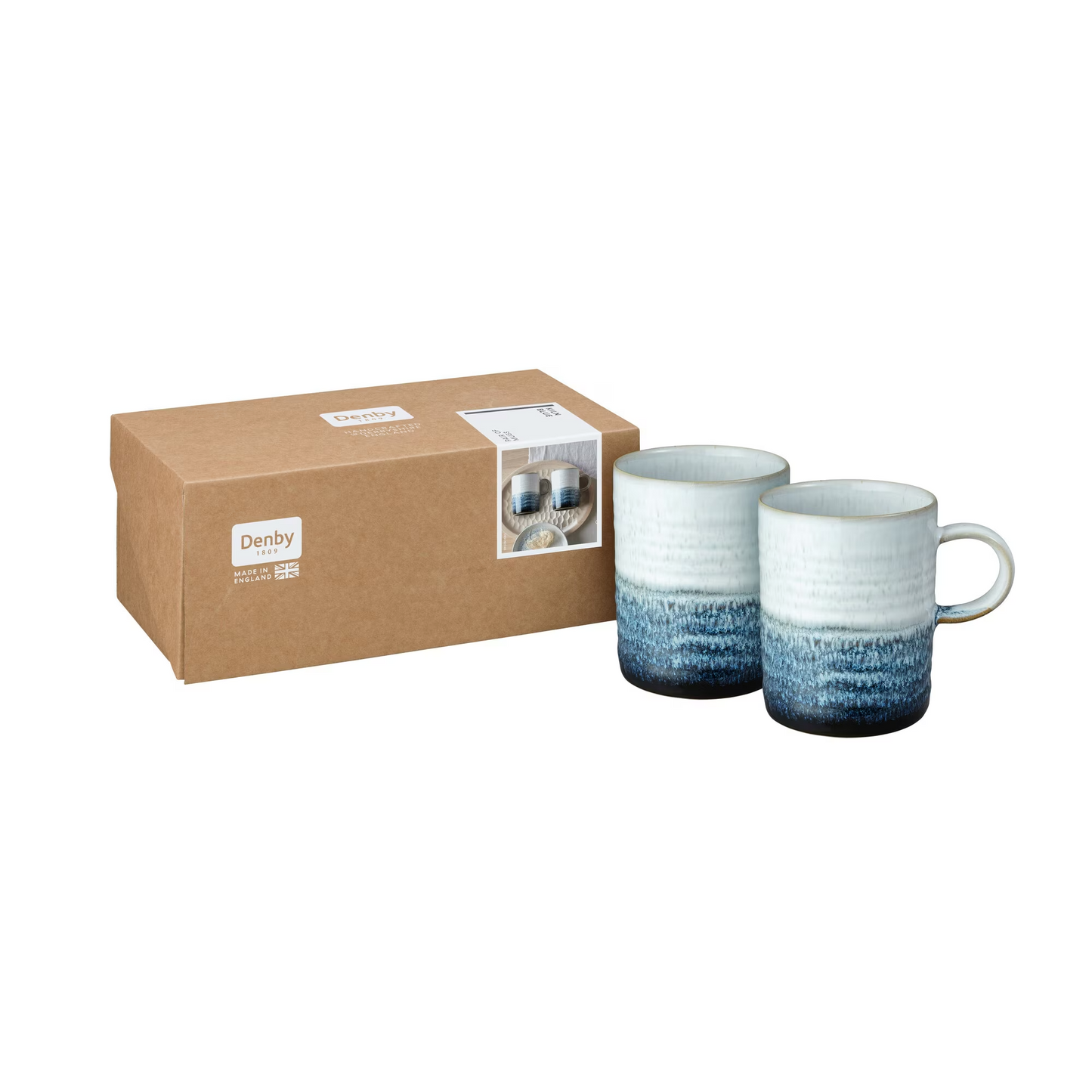 DENBY KILN BLUE SET OF 2 RIDGED MUGS