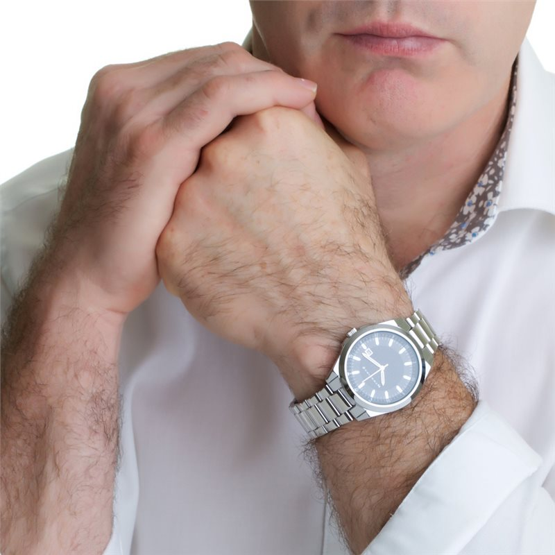 NEWBRIDGE MENS WATCH WITH BLACK DIAL AND LINK BRACELET