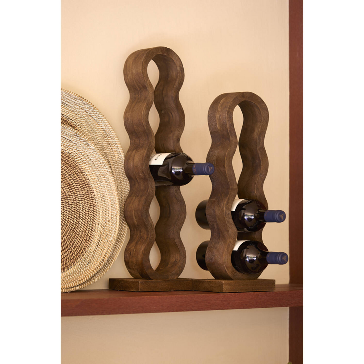 LIGHT & LIVING 4 BOTTLE WINE RACK-DARK BROWN WOOD