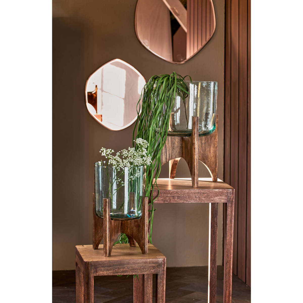 LIGHT & LIVING JACE VASE ON WOODEN BASE
