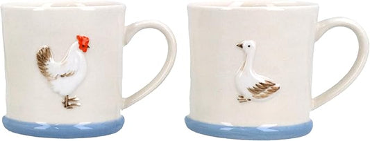 HEN/DUCK STONEWARE MINI MUG ASSORTED