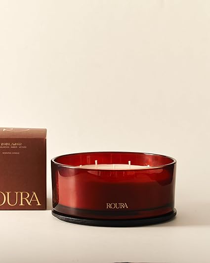 SCENTED AMBER JAR CANDLE 19*8CM-7 WICKS ROYAL AMBER
