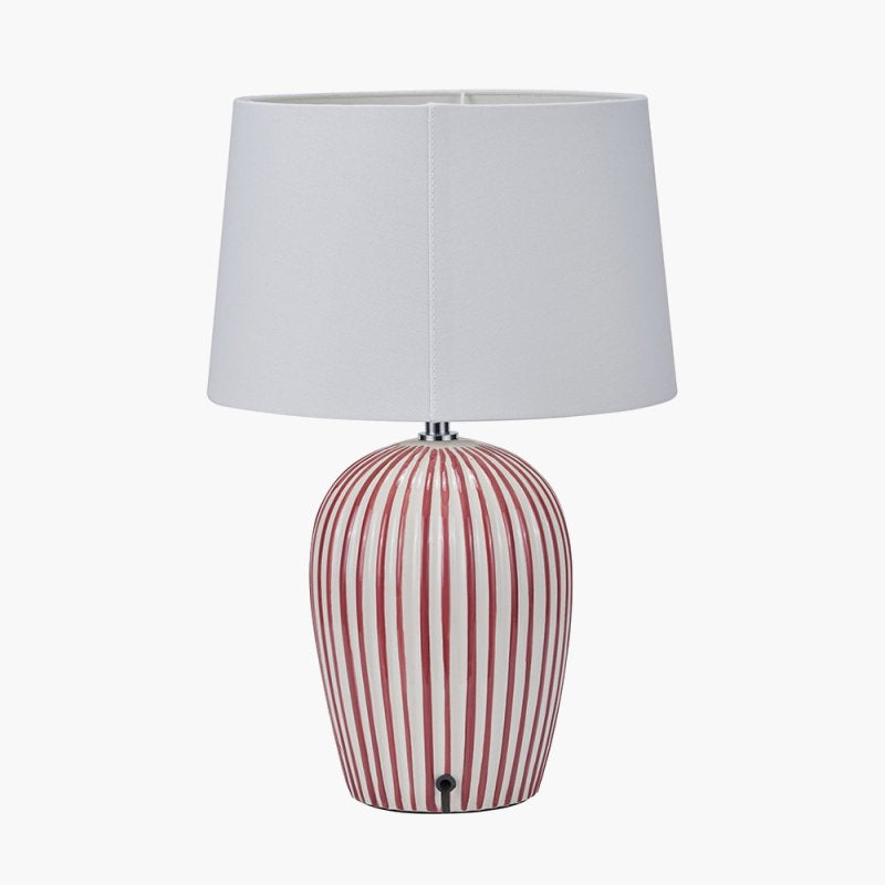 CANNES MULBERRY AND WHITE STRIPE CERAMIC TABLE LAMP