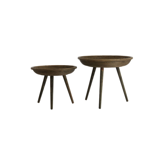 LIGHT & LIVING SIDE TABLE S/2 COLON RATTAN BROWN