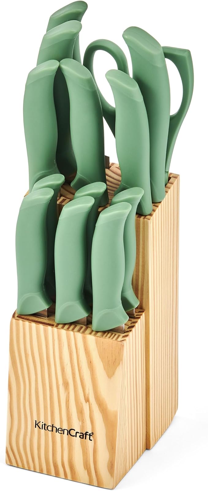 KC BLUE KNIFE BLOCK SET OF 14 GREEN
