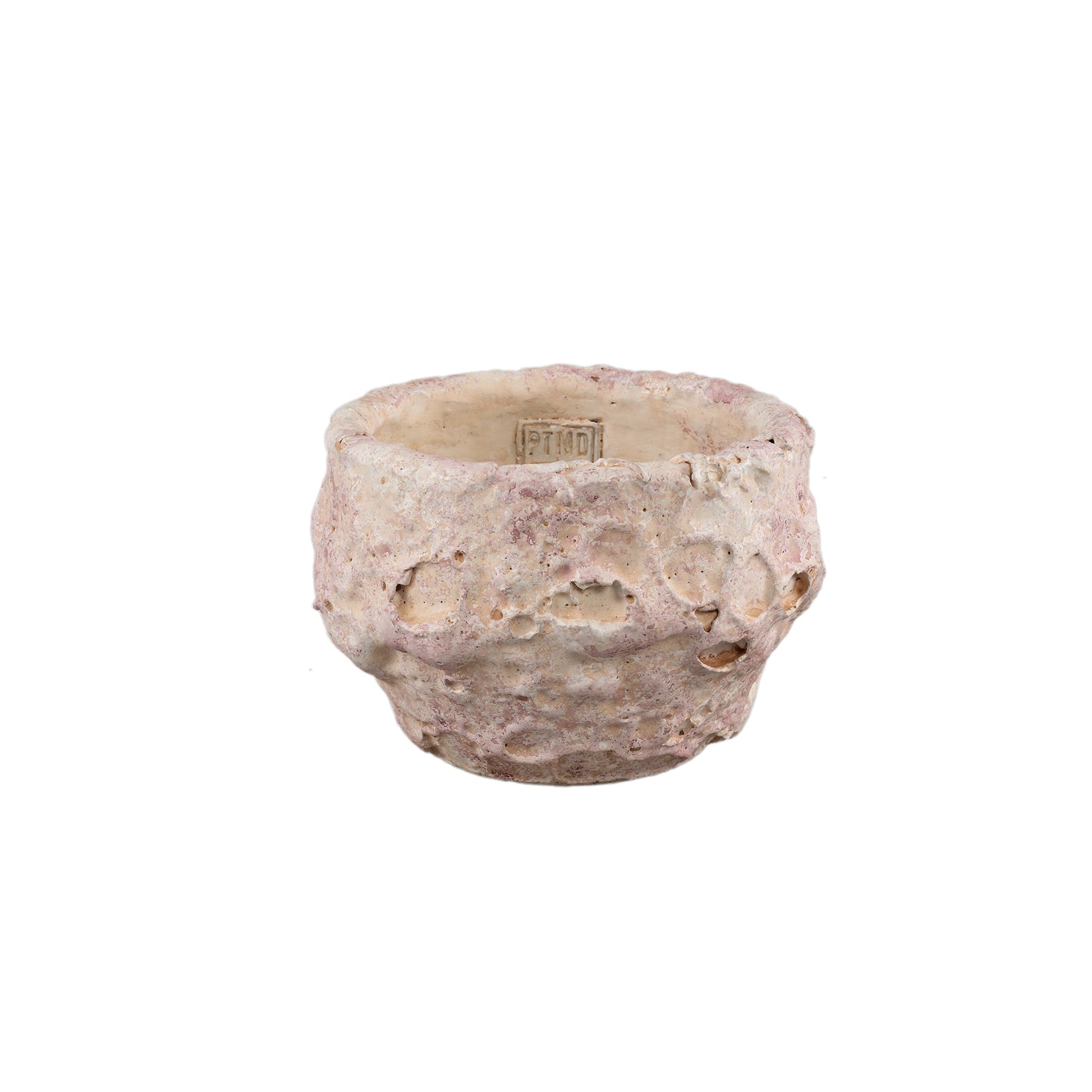 PTMD ROMAS LIGHT PINK ROUND CEMENT POT ROUGH