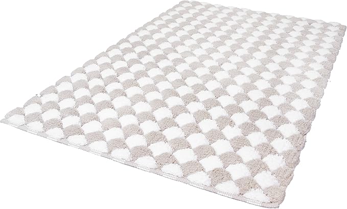 KLEINE WOLKE WHITE AND MERIDA TAUPE BATH RUG 60*100CM
