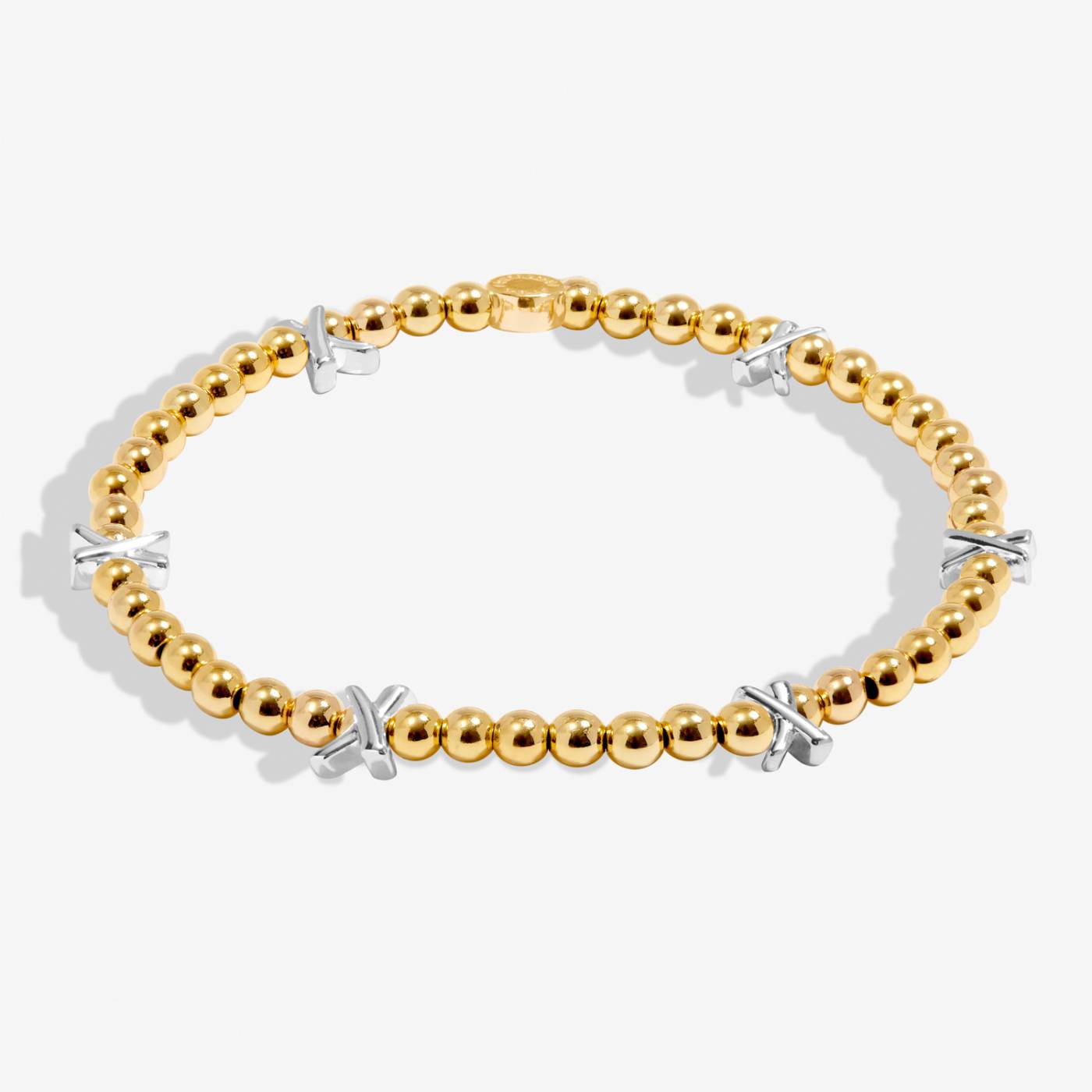 BRACELET BAR GOLD BASE SILVER KISSSES