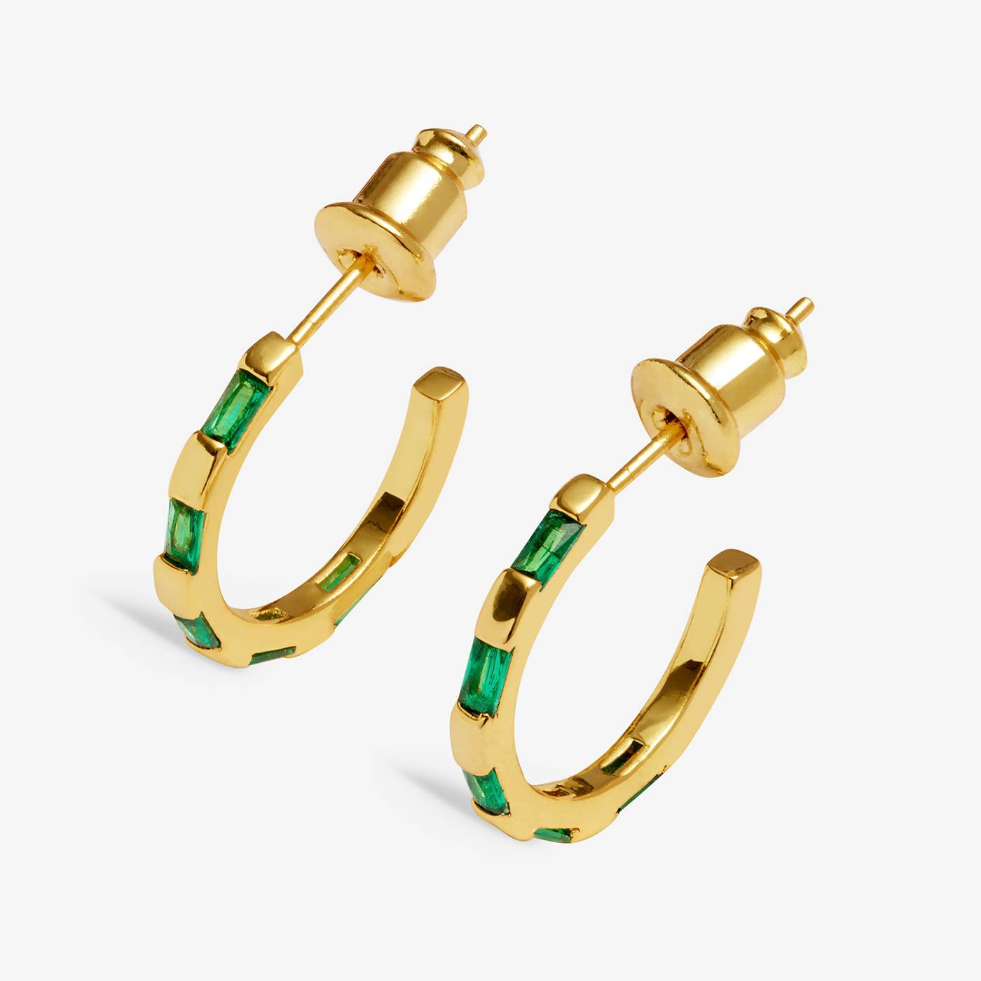 LOVED BY YOU GREEN CZ GOLD PLATED HOOP EARRINGS