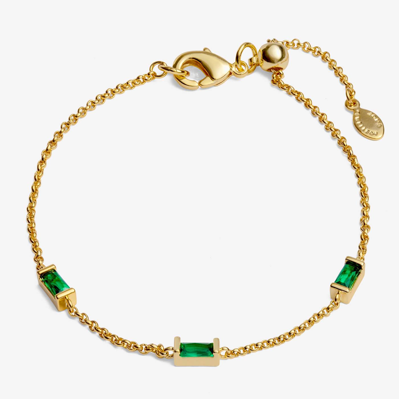 LOVED BY YOU GREEN CZ GOLD PLATED BRACELET