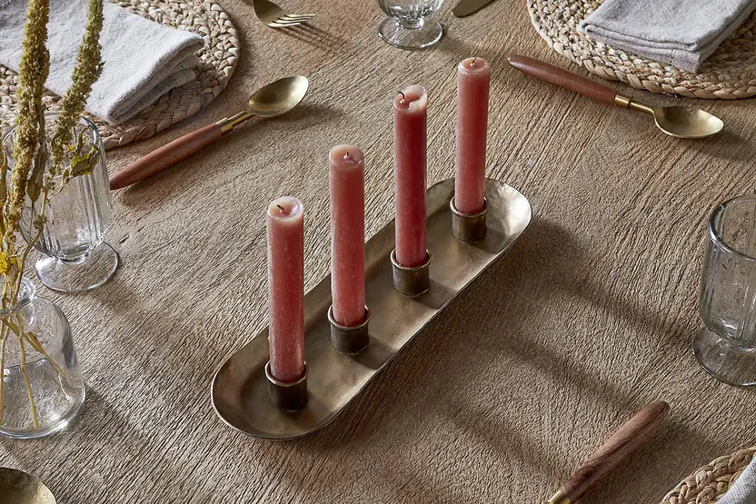 NKUKU AMITA LONG CANDLE HOLDER ANTIQUE BRASS
