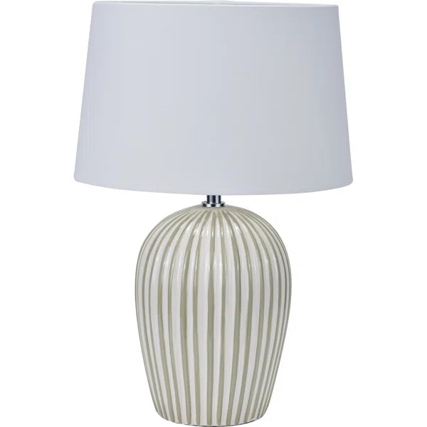 CANNES GREEN AND WHITE STRIPE TABLE LAMP