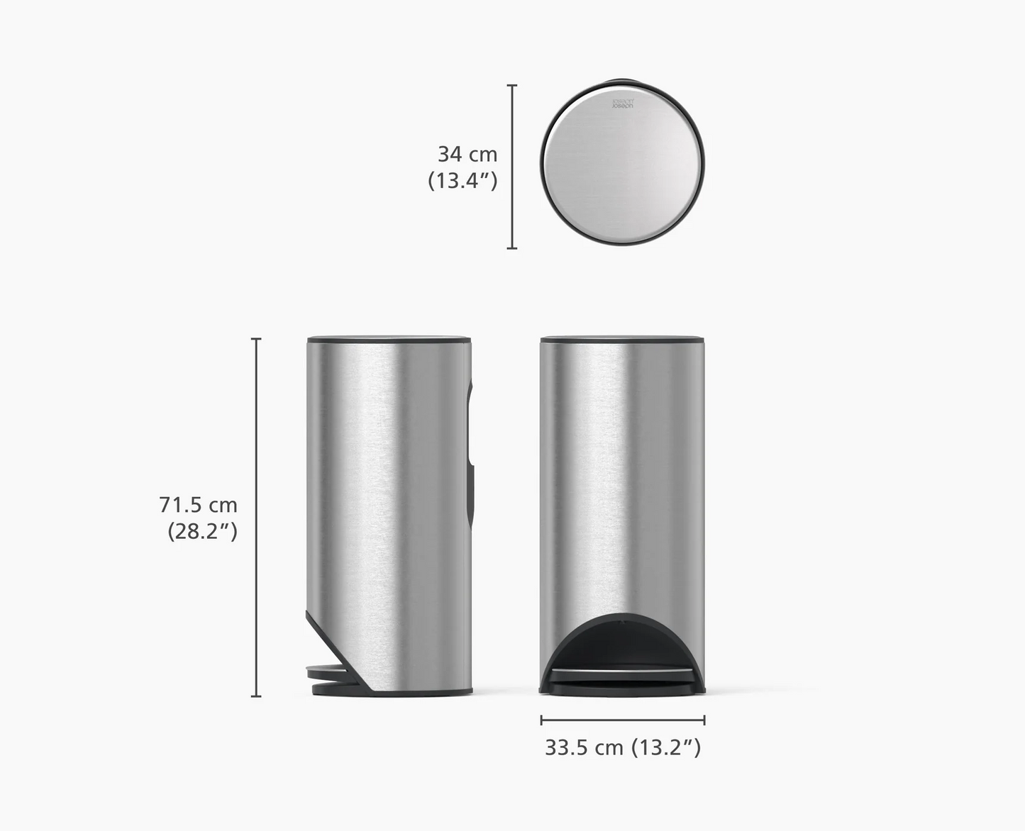 JOSEPH JOSEPH ARC 30L BIN STAINLESS STEEL