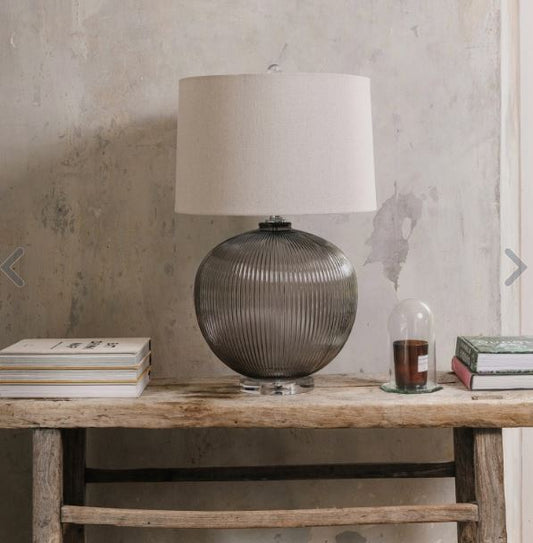 CLIFTON RIBBED GLASS TABLE LAMP WITH SHADE