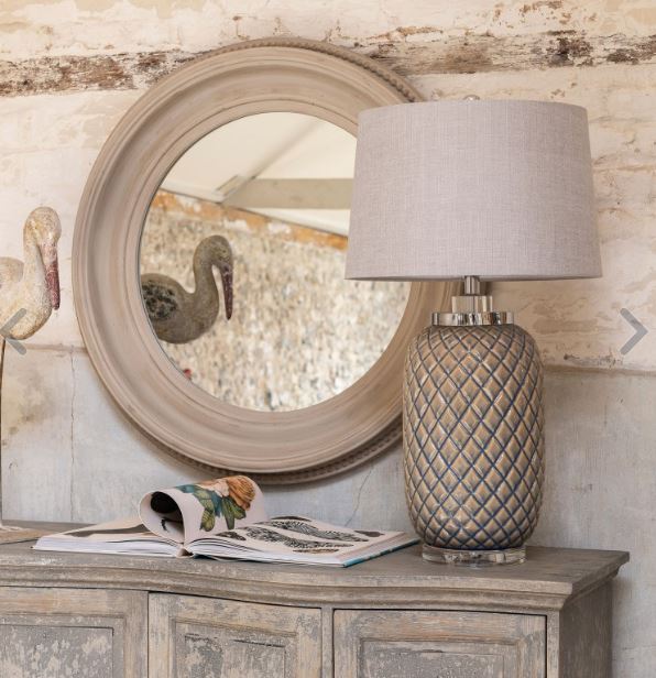 CLIFTON PINEAPPLE TABLE LAMP WITH GREY SHADE