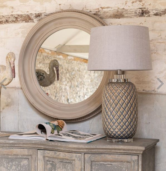 CLIFTON PINEAPPLE TABLE LAMP WITH GREY SHADE