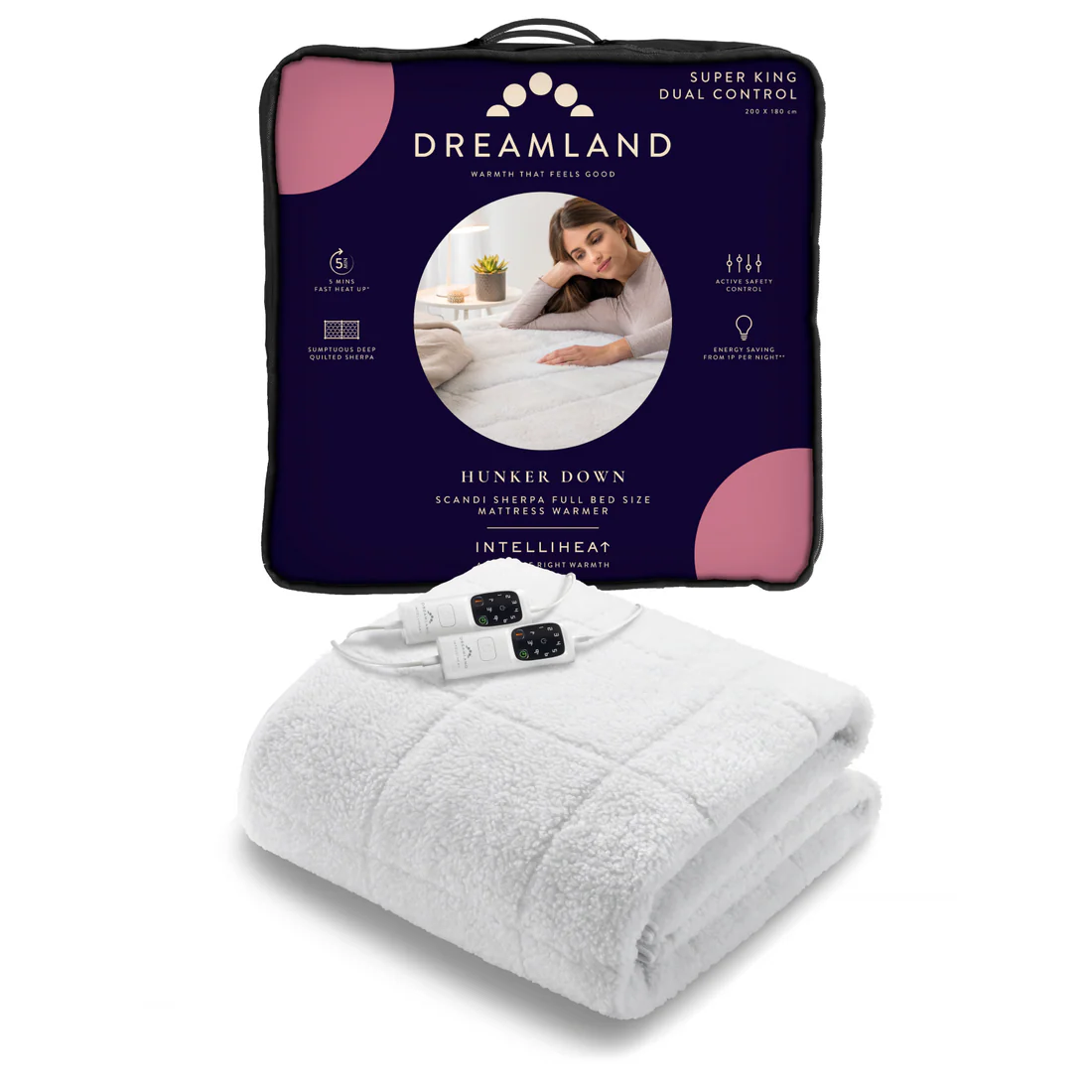 DREAMLAND SCANDI SHERPA UNDERBLANKET-SUPERKING DUAL CONTROL