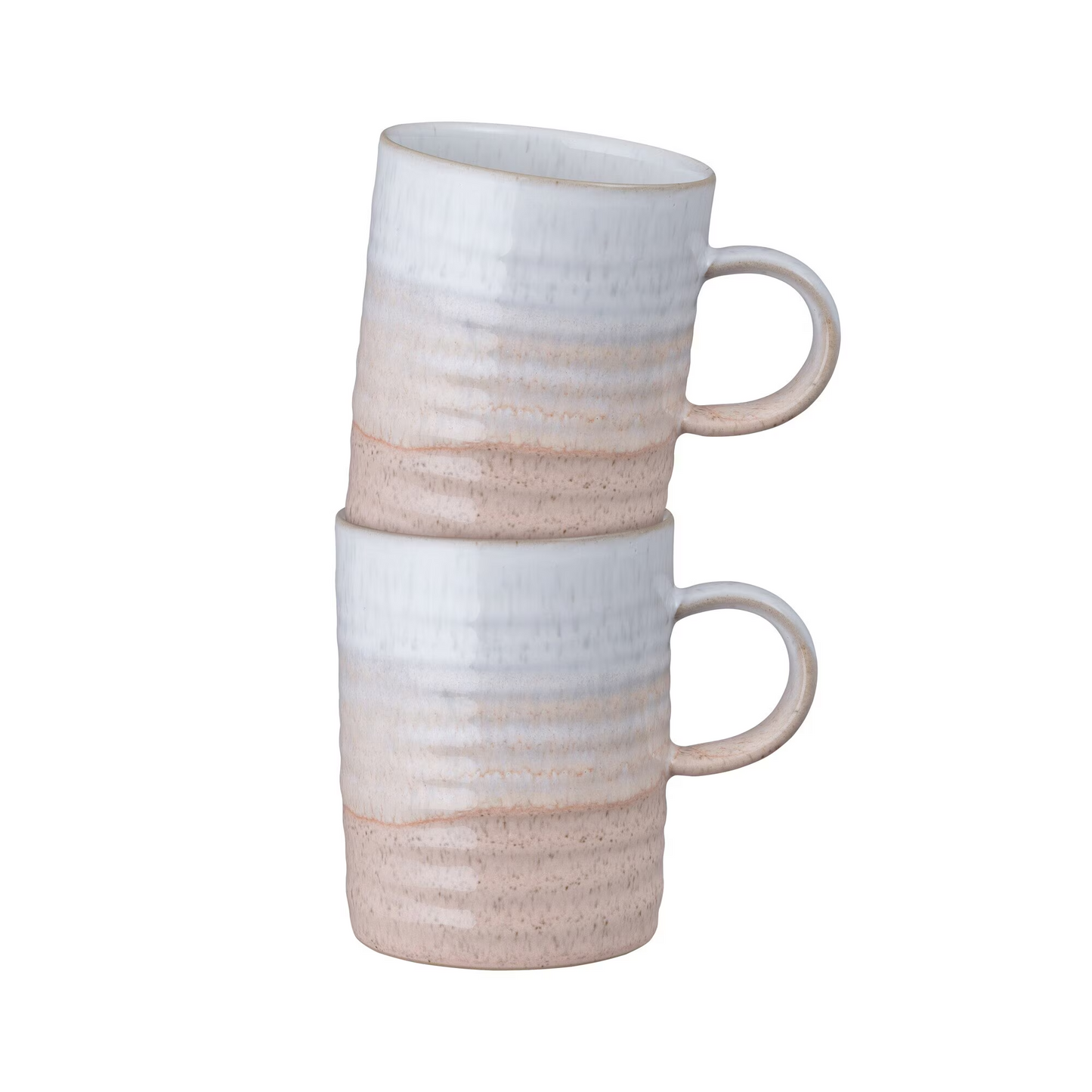DENBY KILN CORAL SET OF 2 RIDGED MUGS
