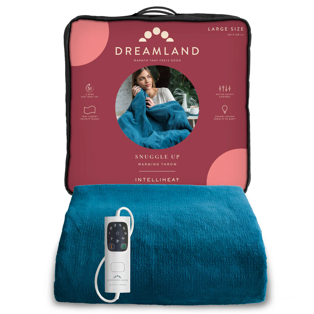 DREAMLAND LARGE VELVET ELECTRIC THROW-TEAL