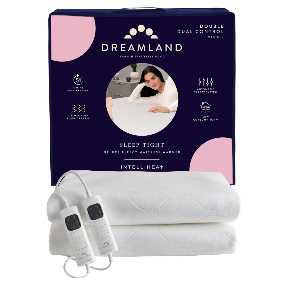DREAMLAND SLEEP TIGHT UNDERBLANKET-DOUBLE WITH DUAL CONTROL