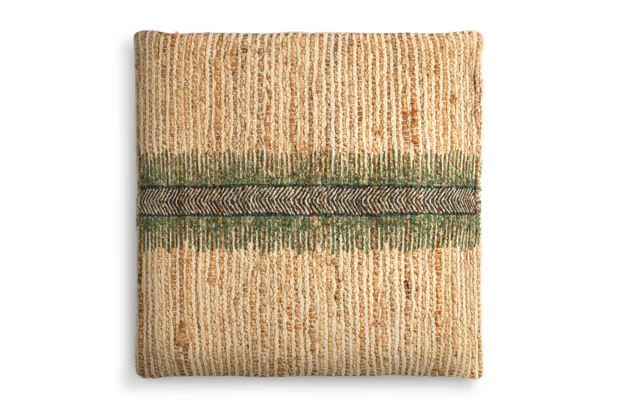 ZAIRYA JUTE & COTTON CUSHION COVER SEA FOAM