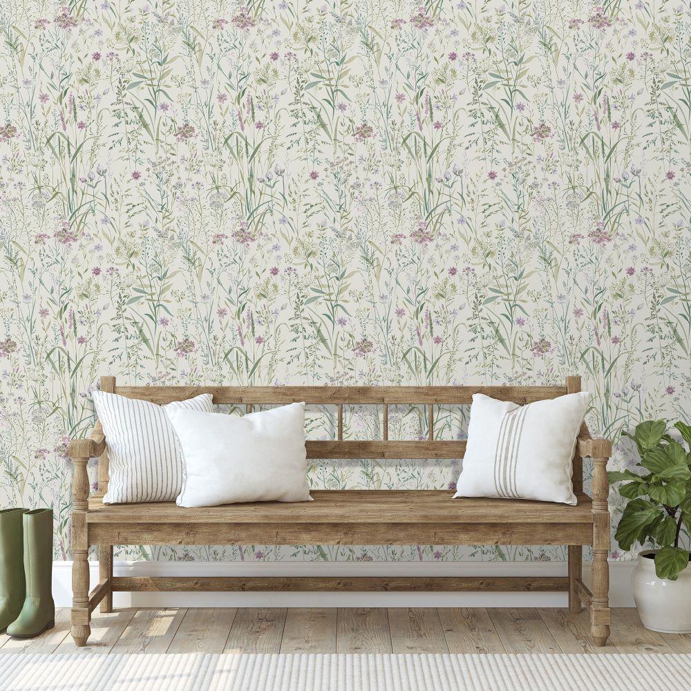 GRANDECO FREE FLOWER PINK WALLPAPER