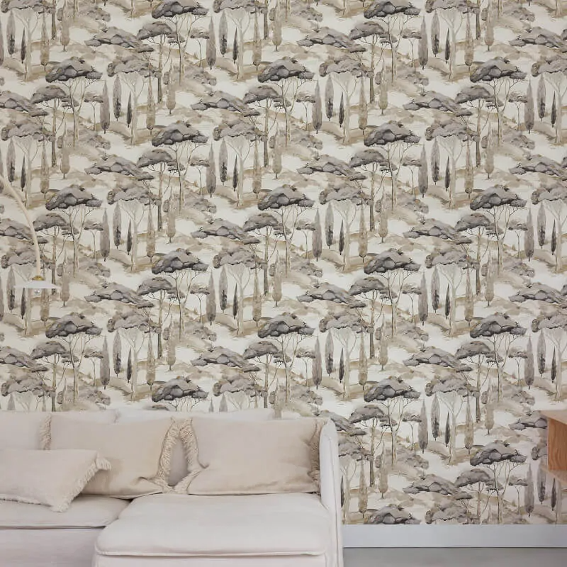 GRANDECO CANOPY VIEW TREES BLACK/GREY WALLPAPER