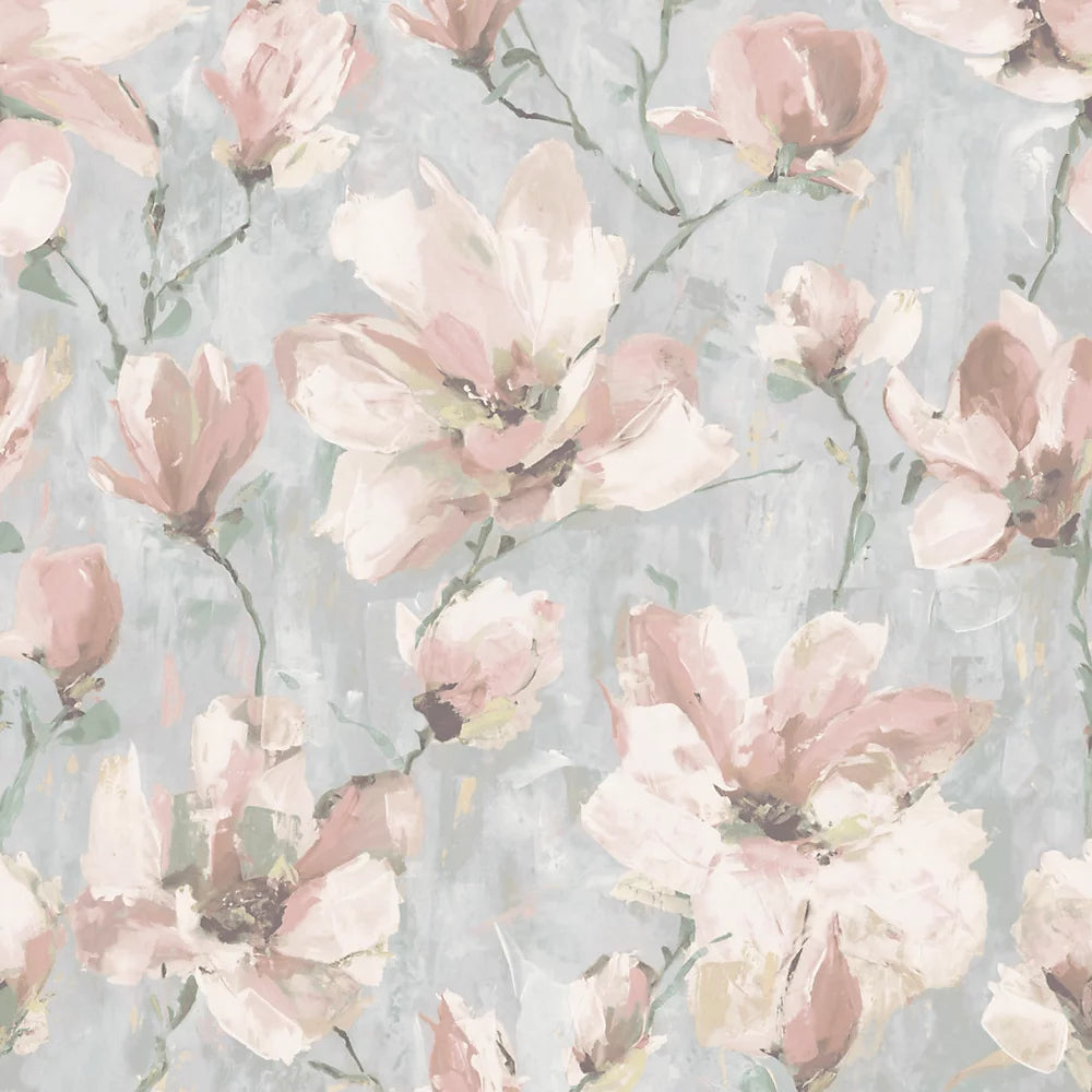 GRANDECO CAMILLA FLORAL BLUSH WALLPAPER
