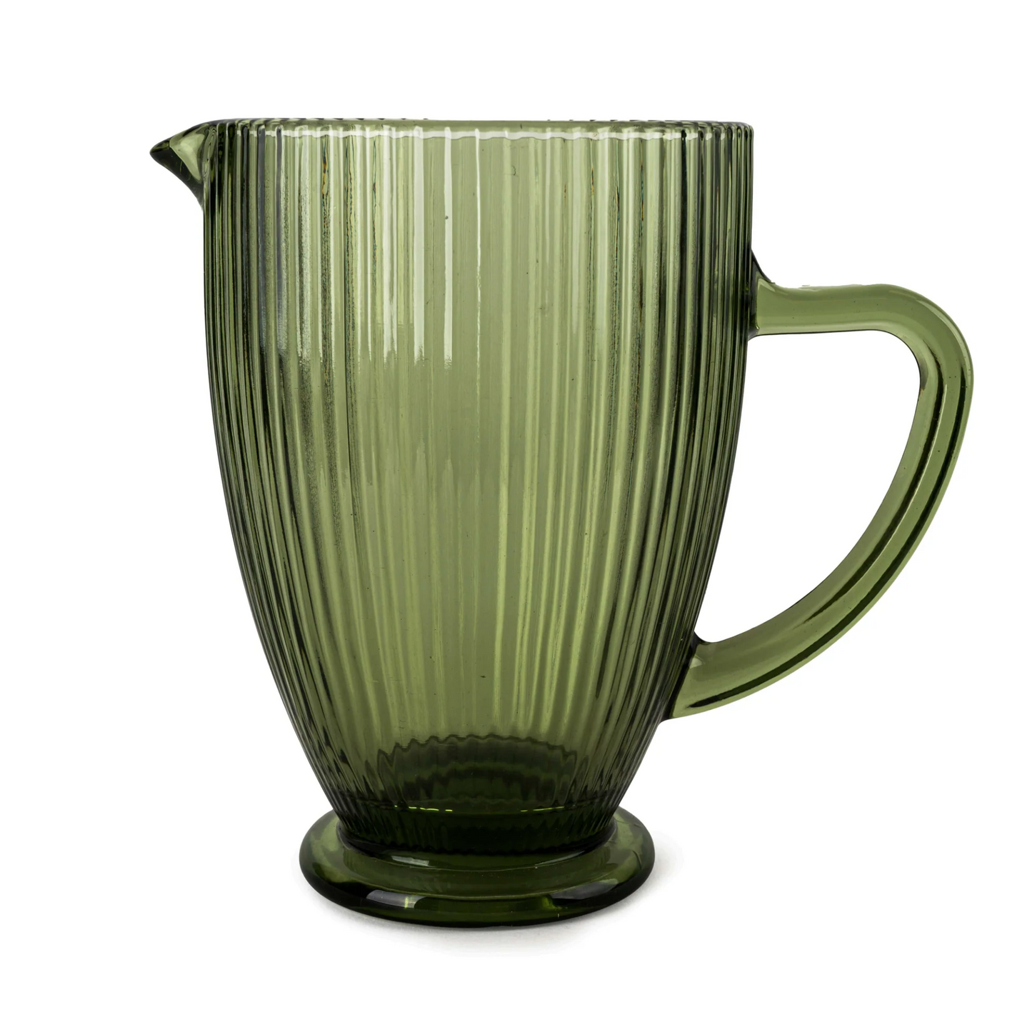 LAREG RIDGED GLASS JUG-GREEN TINT