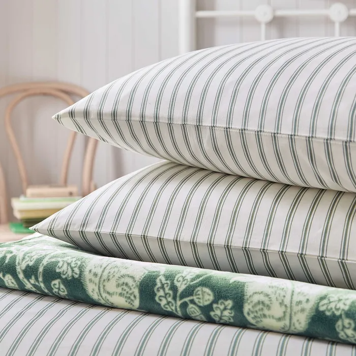 HELENA SPRINGFIELD HARVEST MOON TICKING STRIPE BEDDING SET-SAGE