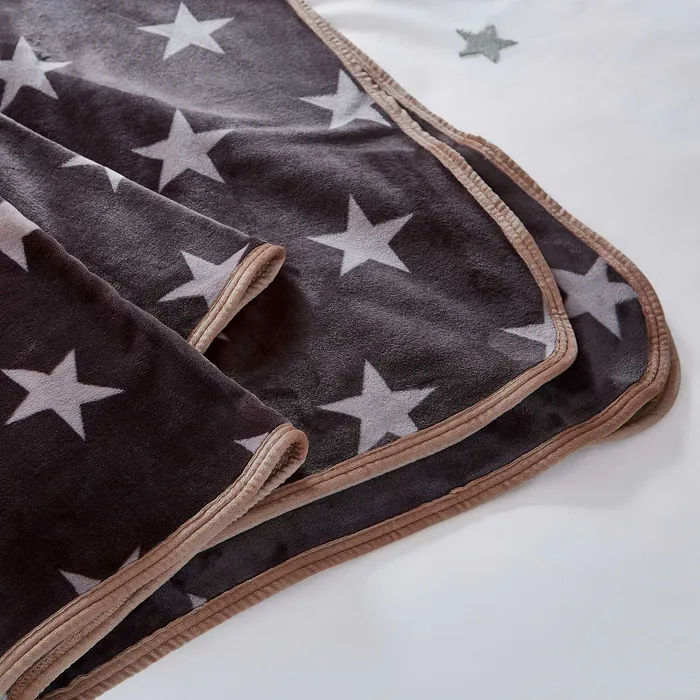STAR FLEECE THROW-CHARCOAL & LINEN