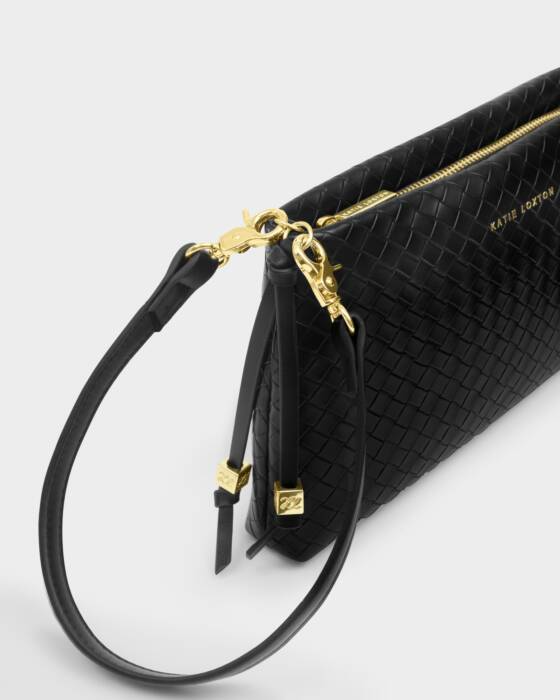 NOVA WOVEN TEXTURE CLUTCH BAG-BLACK