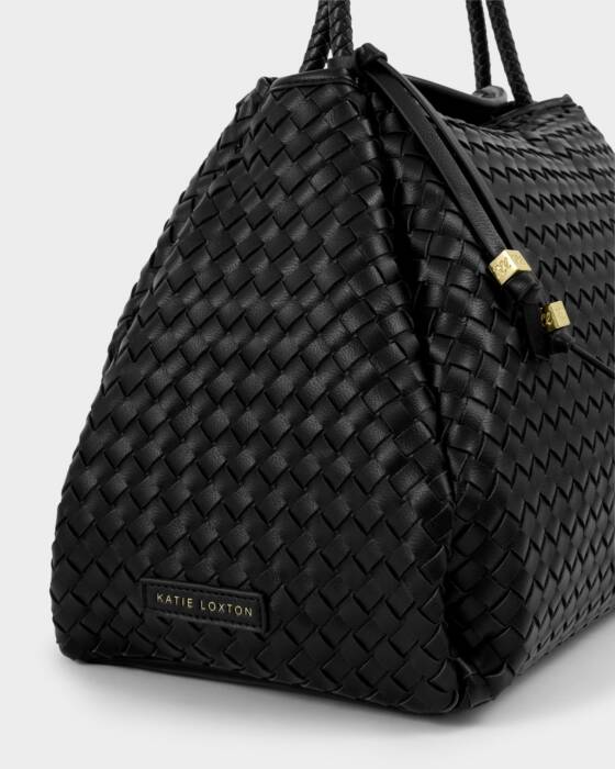 NOVA HAND WOVEN LARGE SHOULDER BAG-BLACK